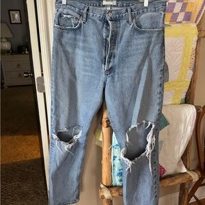 Agolde Light Blue Ripped Boyfriend Jeans